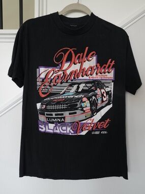 Vintage Dale Earnhardt Black Velvet NASCAR Graphic T-Shirt Black Single Stitch